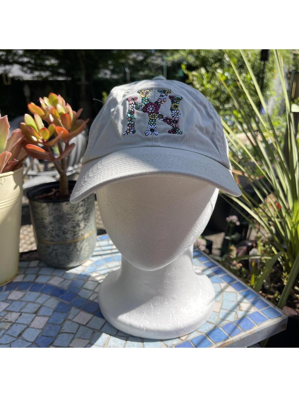 New York Floral Embroidered Tan Canvas Women’s Adjustable Baseball Cap